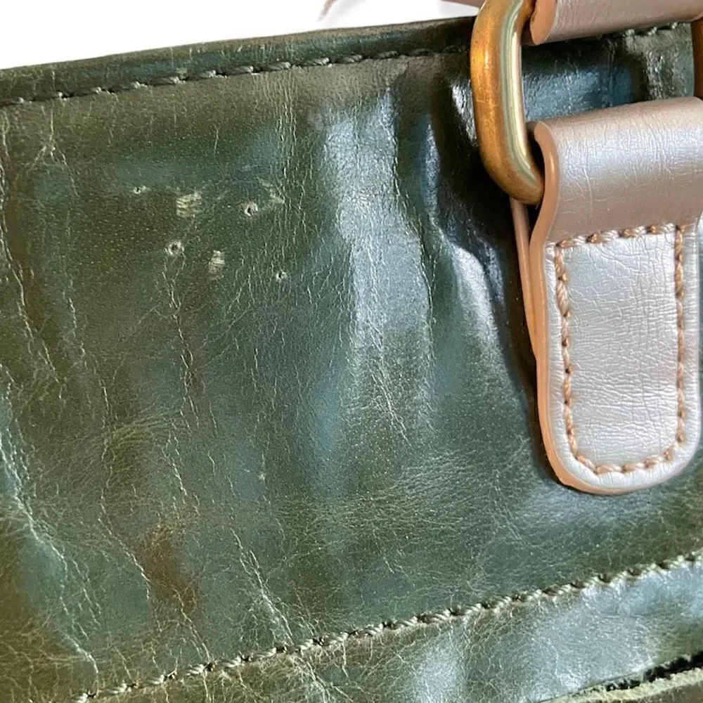 Aurielle Leather Silver & Green Purse